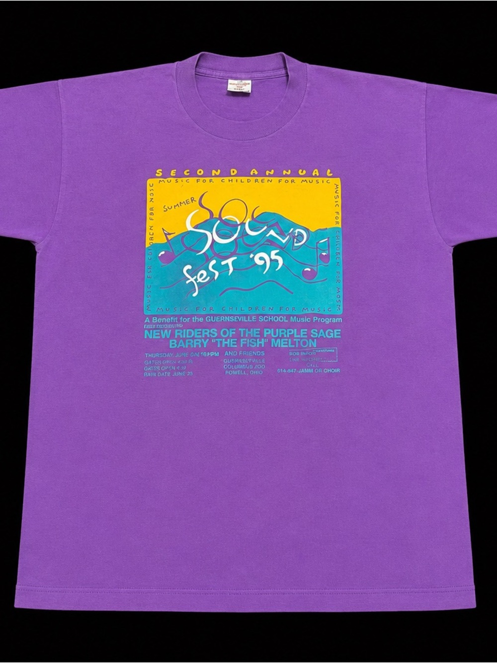 Vintage 1995 Sound Fest ’95 New Riders Purple Sage Barry Melton Music Tee